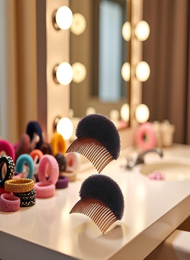 GANPUB 2Pcs Brown Women Soft Sponge Foam Hair, Clip Hair Comb Braid Tool Styling Accessories, Base Inserts Bump Up Hair Pads Styling Stick Bun Maker Braid Tool Barrettes - Image 5